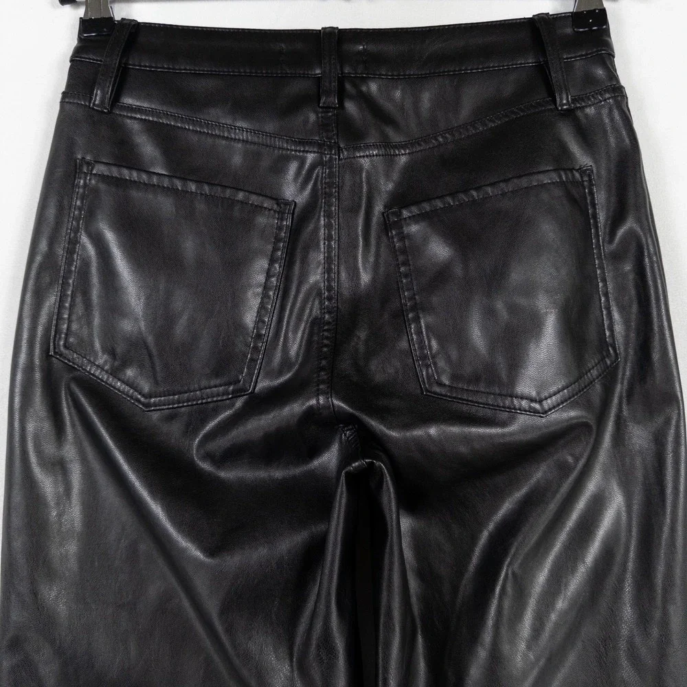 Dollhouse Pants 5/6 Black Faux Leather Straight Leg Y2K Grunge Streetwear Club